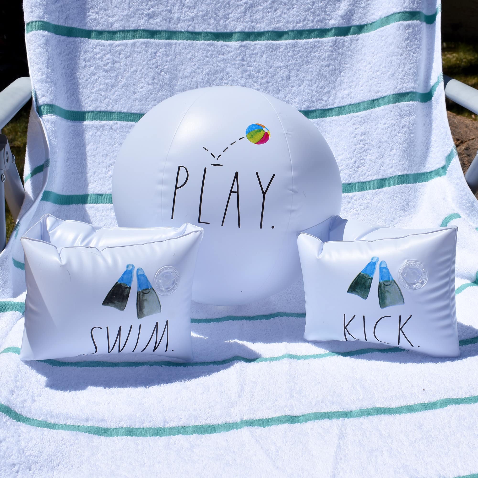 Rae Dunn Swim Kick Play Water Wings & Beach Ball Set